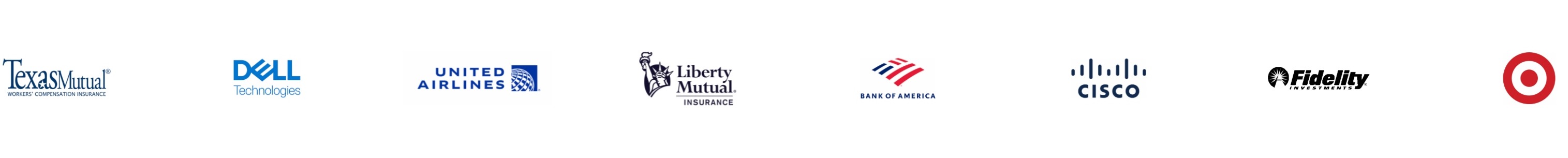 Sponsor logos: Texas Mutual, Dell Technologies, United Airlines, Liberty Mutual, Bank of America, Cisco, Fidelity, Target